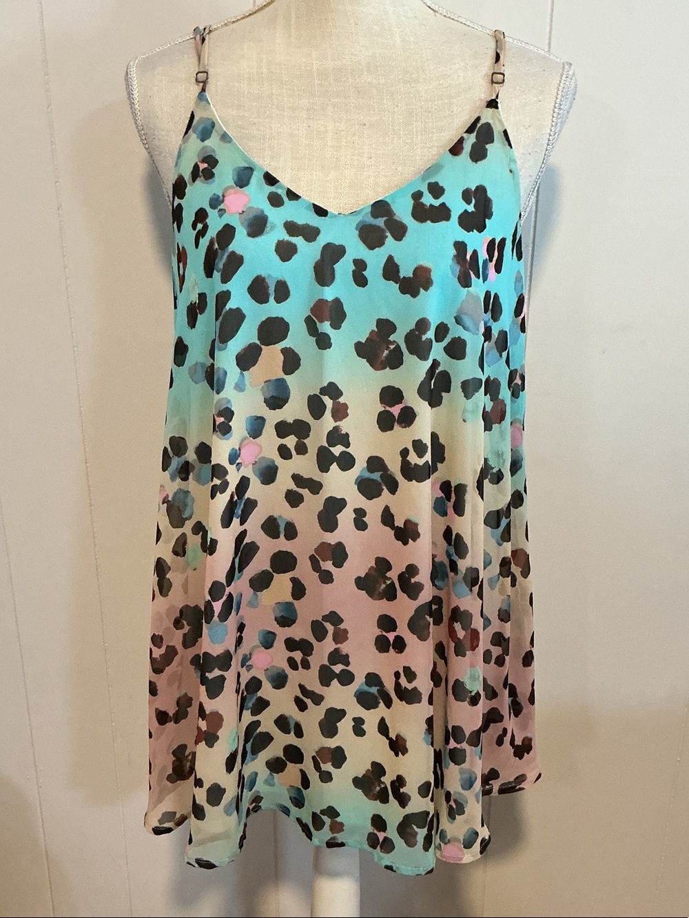 Show Me Your MuMu Turquoise Pink Ombre Leopard Slip